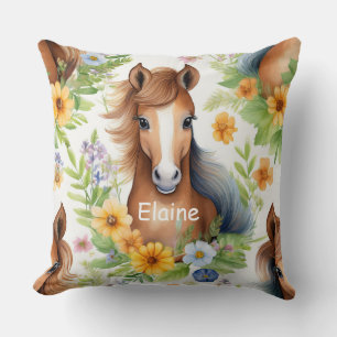 Almofada Cavalo Selvagem Fluindo Verde Amarelo Amarelo