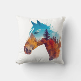 Almofada Cavalo Surreal na Floresta do outono