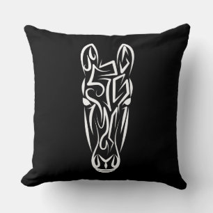 Almofada Cavalo Tribal Negro e Branco