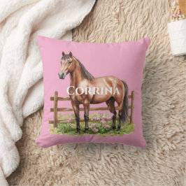 Almofada Cavalos Marrons Rosa