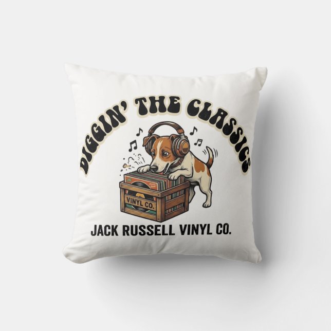 Almofada Cavando Os Clássicos - Jack Russell Vinyl Co. (Frente)