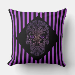 Almofada Caveira de Filigrana em Sombras de Púrpura