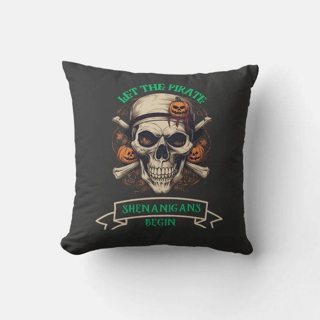 Almofada Caveira De Halloween Que Comecem Os Piratas Shenan (Frente)