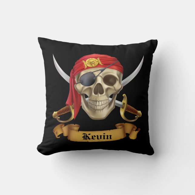 Almofada Caveira e Espadas de Pirata (Frente)