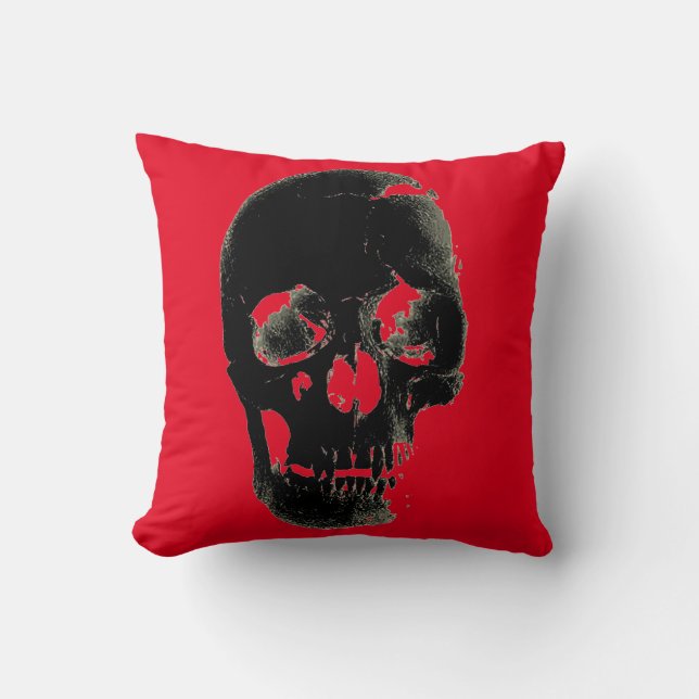 Almofada Caveira Fantasia Metal Vermelho Art (Frente)