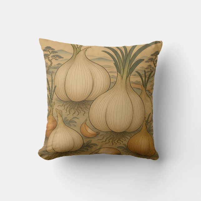 Almofada Cebolinha Botânica Vintage (Frente)