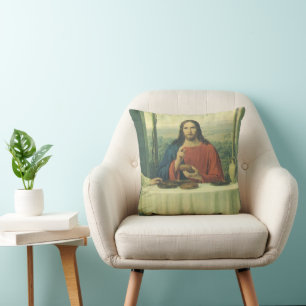 Almofada Ceia Antiga em Emaús com Jesus Cristo
