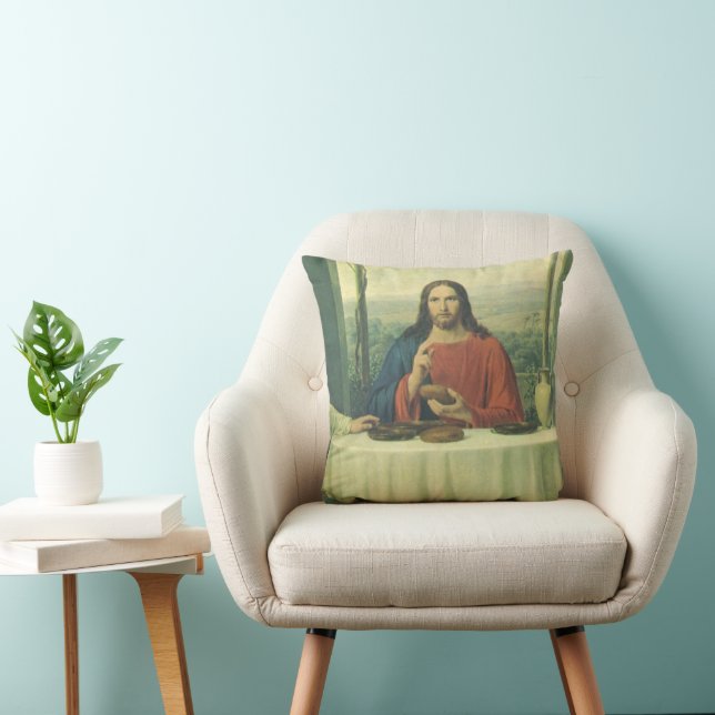Almofada Ceia Antiga em Emaús com Jesus Cristo (Cadeira)