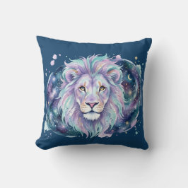 Almofada Celestial Lion Galaxy Watercolor Throw Pillow