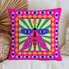 Almofada Celestial Moth Modern Evil Eyes Funky Maximalist