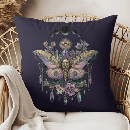 Almofada Celestial Moth Moon Phases Throw Pillow
