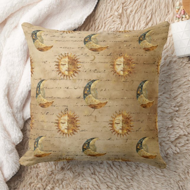 Almofada Celestial Sun & Moon Gold Starry Night Pattern (5) (Cobertor)
