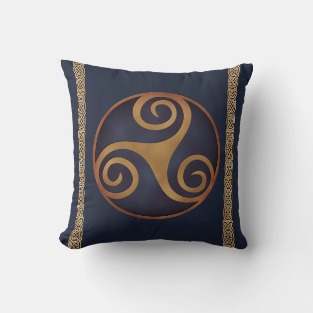 Almofada Céltico Triskelion (Azul) Personalizado (Frente)
