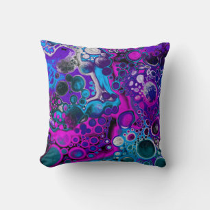 Almofada Célula de Mármaco de Arte Fluida, Abstrato, Azul
