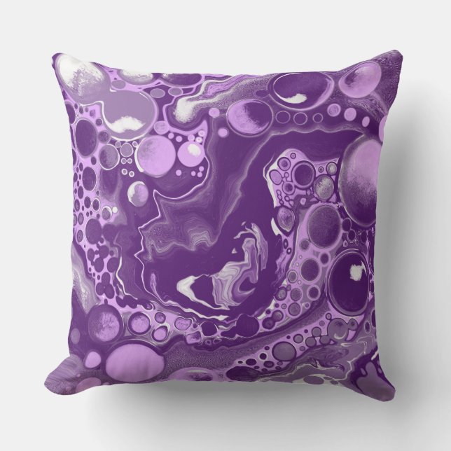 Almofada Células de Arte Fluida Roxo (Frente)