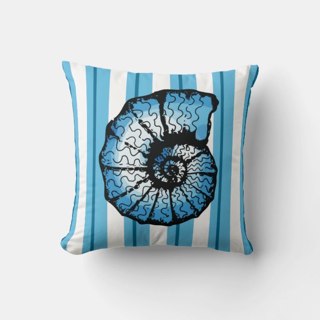 Almofada Células e fitas em cores oceânicas (Frente)