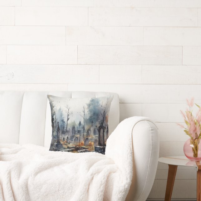 Almofada Cemitério cor-de-rosa assustador e assustador (Sofá)