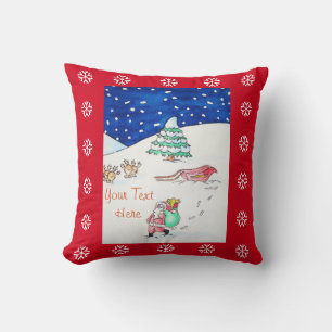 Almofada Cena bonito da neve do Natal com papai noel e