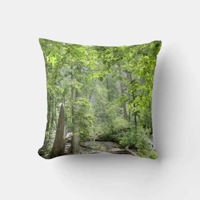 Almofada Cena da Floresta Verde Mágica. (Frente)