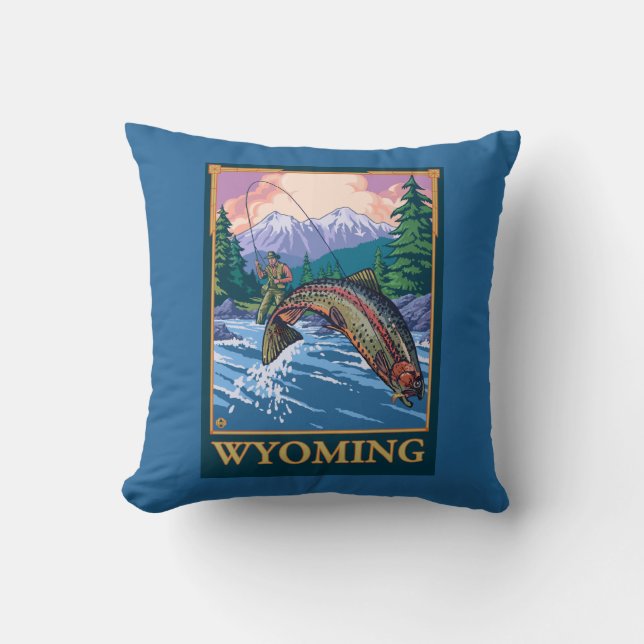 Almofada Cena da pesca com mosca - Wyoming (Frente)