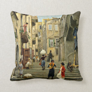 Almofada Cena da Rua Nápoles - Paul G. Pintura de Fischer