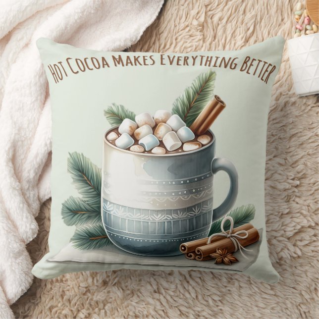 Almofada Cena de Caneca de Marshmallow de Cacau de Inverno  (Cobertor)