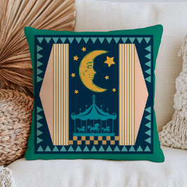 Almofada Cena de Circo Celestial Lua Crescente Boêmia