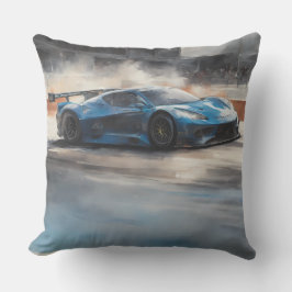 Almofada Cena de Corrida Urbana Azul Dinâmica