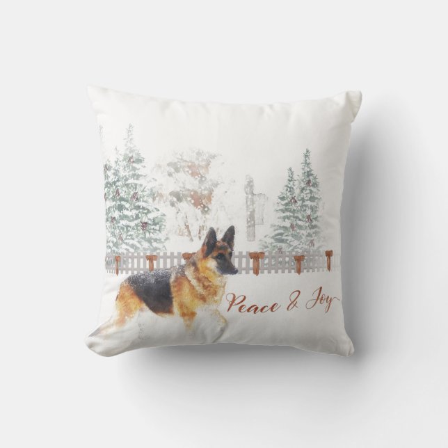 Almofada Cena de férias de inverno russa com German shepher (Frente)