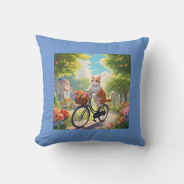 Almofada Cena de Flor de Cor com Cat no Travesseiro de Bici