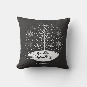 Almofada Cena de inverno cheia - Árvore minimalista e papoi