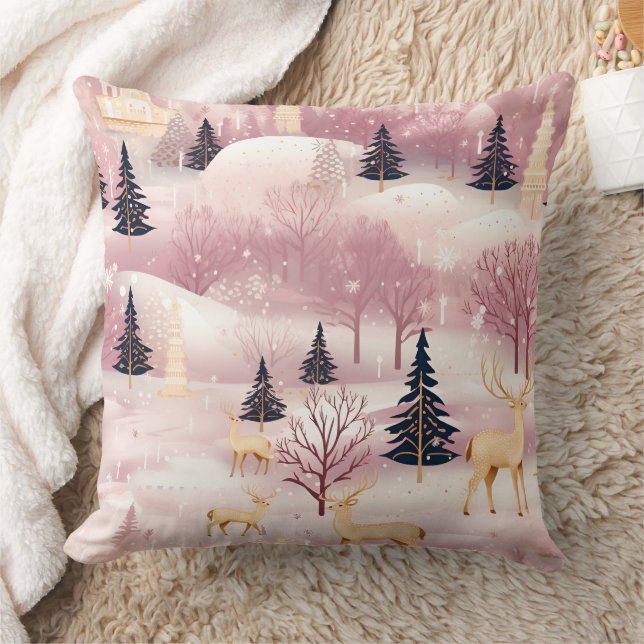 Almofada Cena de Inverno Rosa Caprichosa (1) (Cobertor)