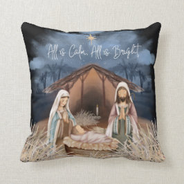 Almofada Cena de Natividade Tudo é calmo, tudo é letras bri