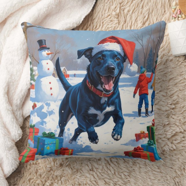 Almofada Cena de Neve Festiva de Natal Blue Heeler (Cobertor)