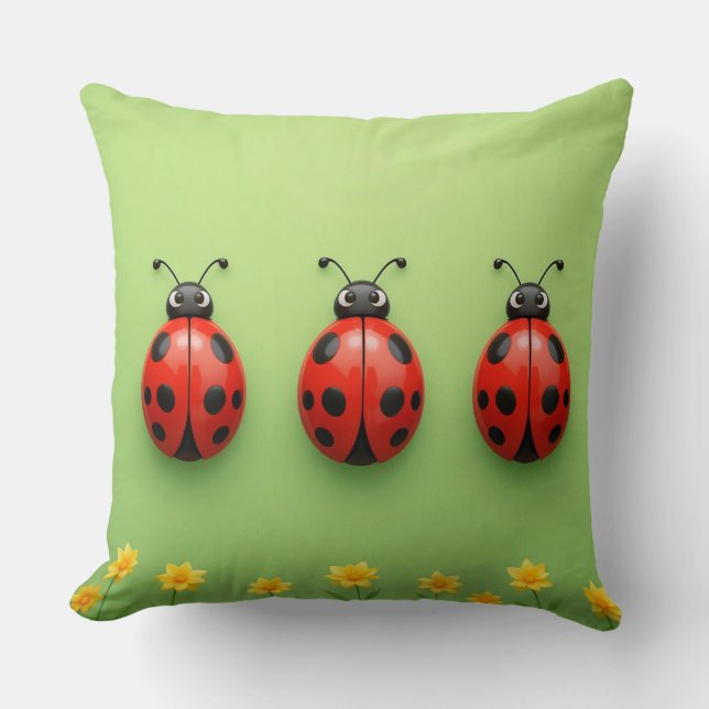 Almofada 🐞 Cena de Personagens Trio Joaninha para Decoraçã (Frente)
