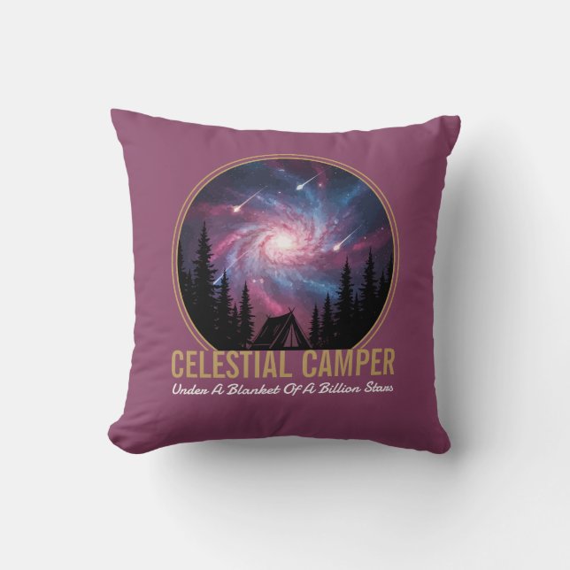 Almofada Cenário Noturno da Galáxia do Acampamento Celestia (Frente)