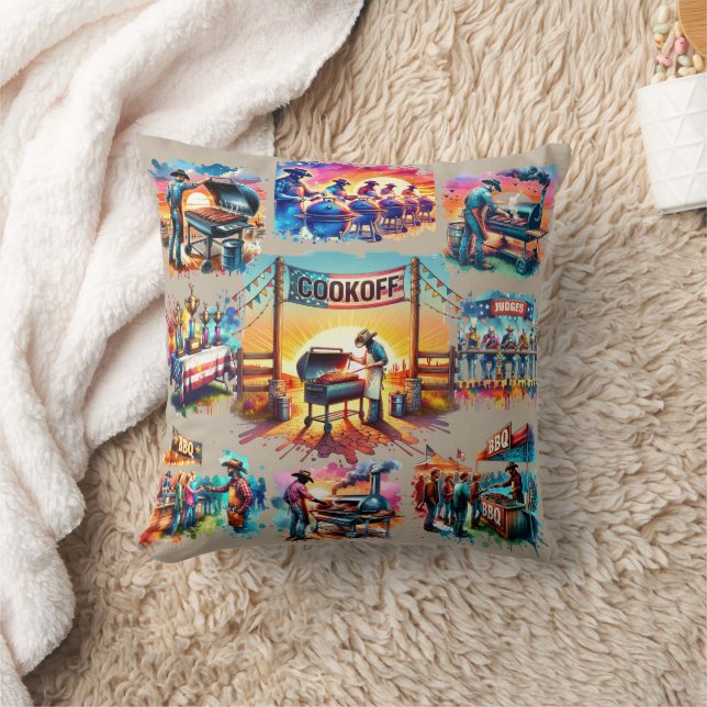 Almofada Cenas de Cookoff de CHURRASCO de Cowboy Ocidental  (Cobertor)