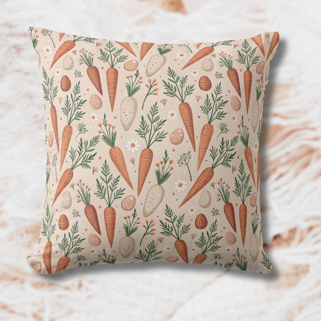 Almofada Cenouras Elegantes Antigas com Flores e Ovos Peque (Criador carregado)