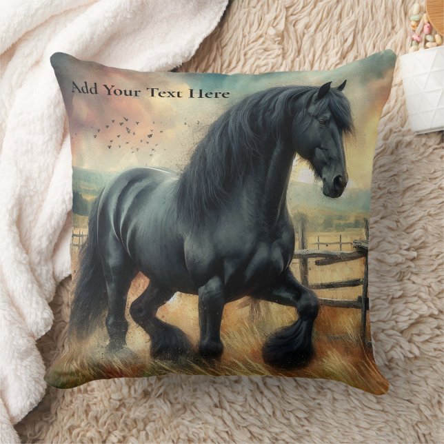 Almofada Cerca Russa do Cavalo Negro Fresa (Cobertor)