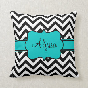 Almofada Cerceta preta Chevron personalizado