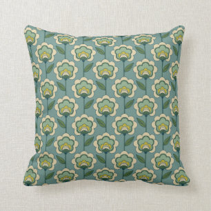 Almofada Cerceta & teste padrão floral do amarelo
