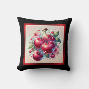 Almofada Cerejas Vermelhas Fofas Cerejas Floral Menina Rosa