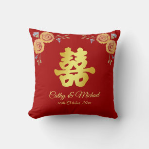 Almofada Cerimônia de chá floral chinês vermelho