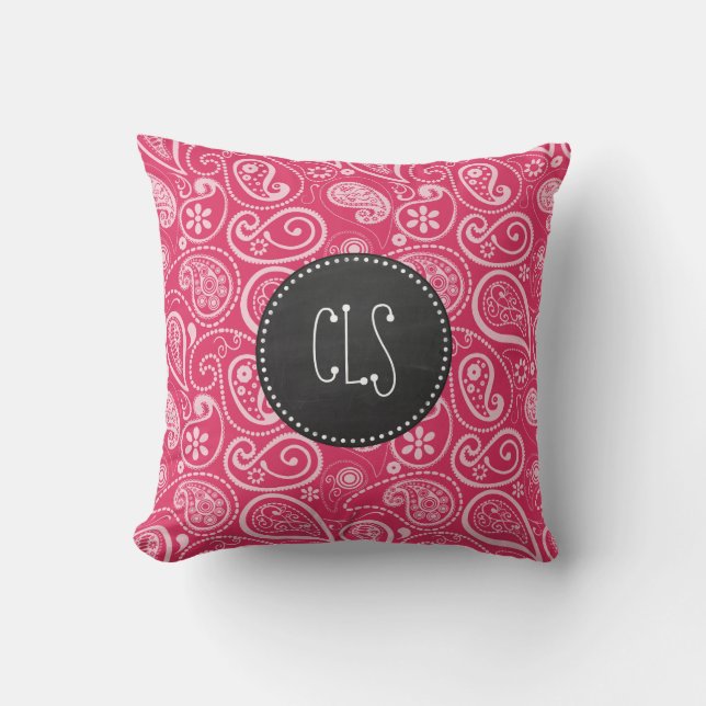 Almofada Cerise Paisley; Floral; Quadro Retro (Frente)