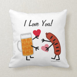 Almofada Cerveja & bratwurst - eu te amo! (customizável)