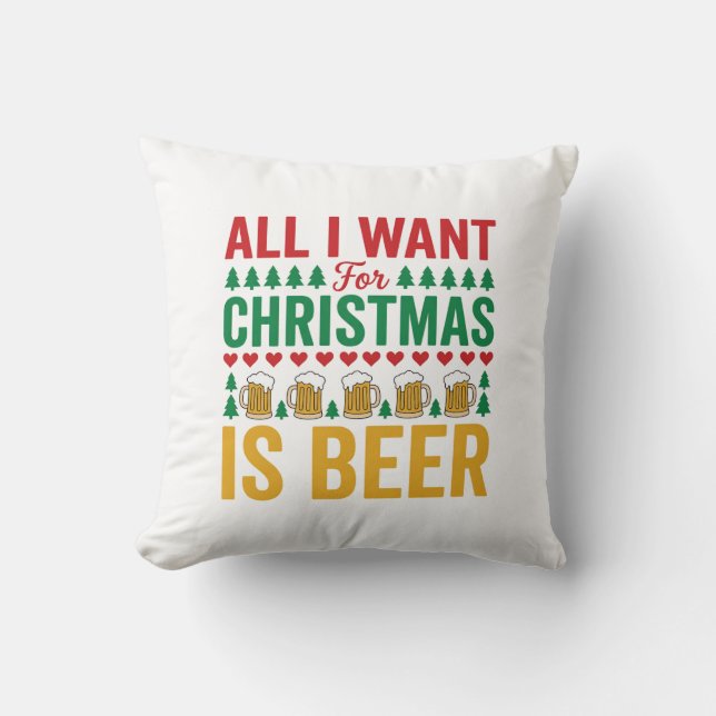 Almofada Cerveja de Natal Design Divertido de Bebida de Fer (Frente)