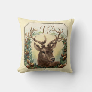 Almofada CERVEJA DE NATAL,PINE CONES CROWN MONOGRAM Creme