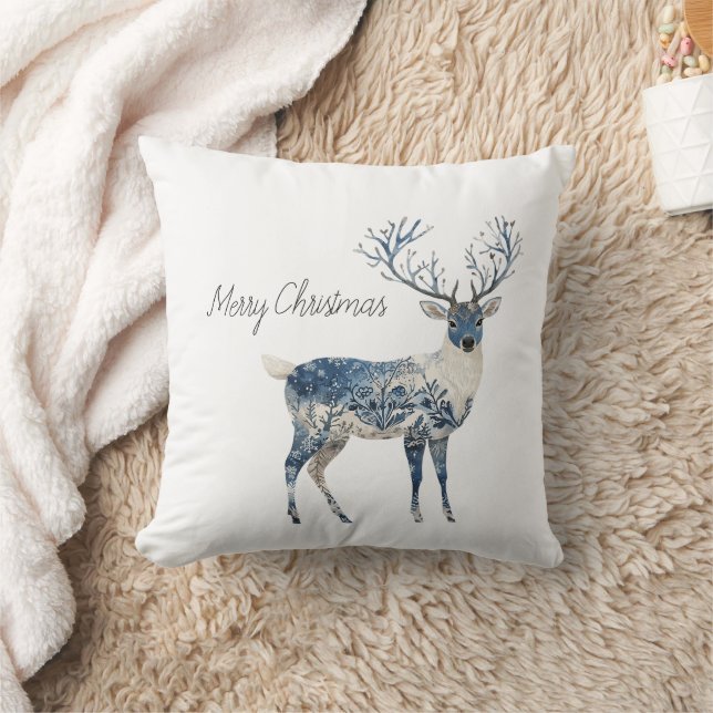 Almofada Cervo Branco Azul Nórdico (Cobertor)