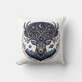 Almofada Cervo Celestial Arte Mística de Lua e Estrelas