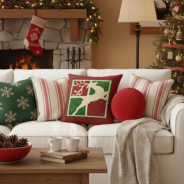 Almofada Cervo de Natal pop art (Criador carregado)